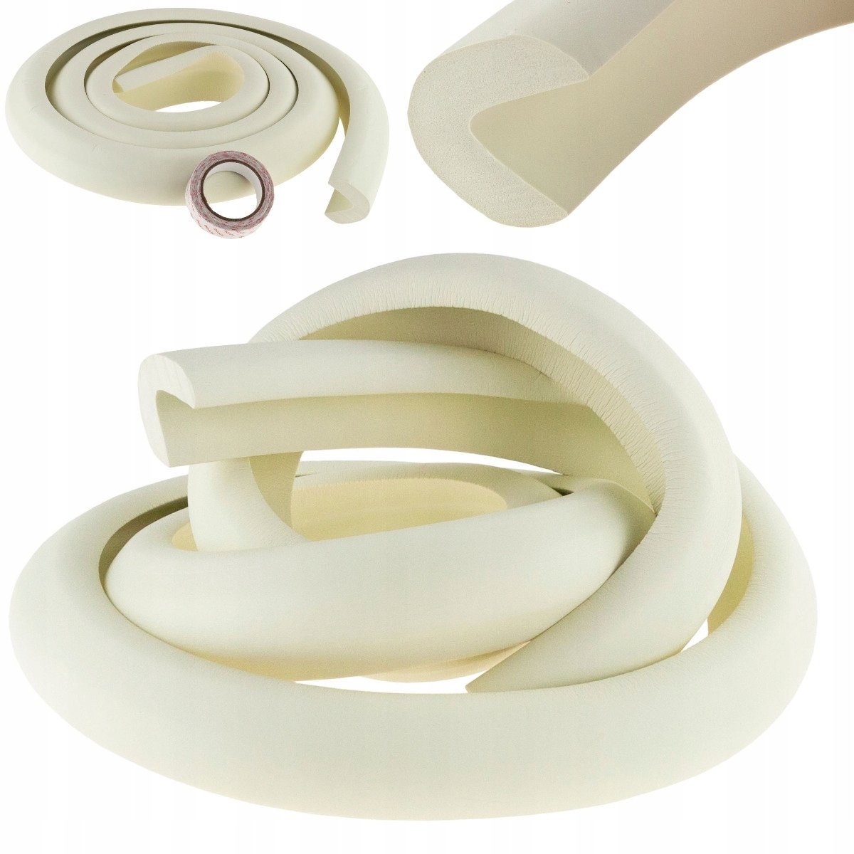 Witte schuimrubber beschermstrip voor hoeken - 2 meter