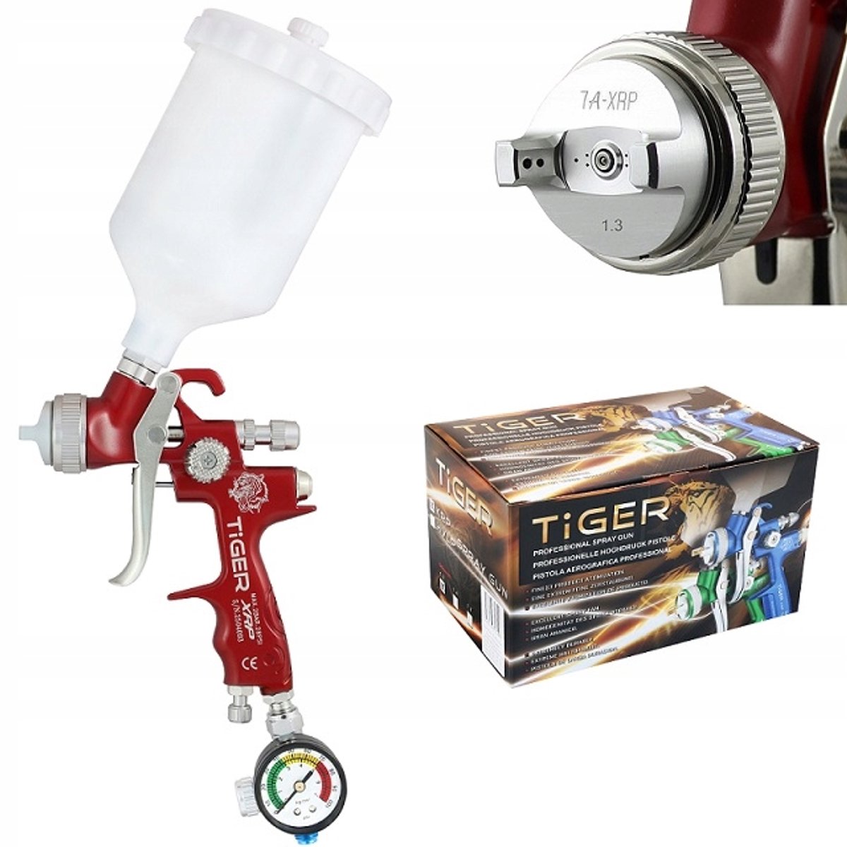 TIGER XRP Spuitpistool 1,3 mm met regelaar en tank van 600 ml