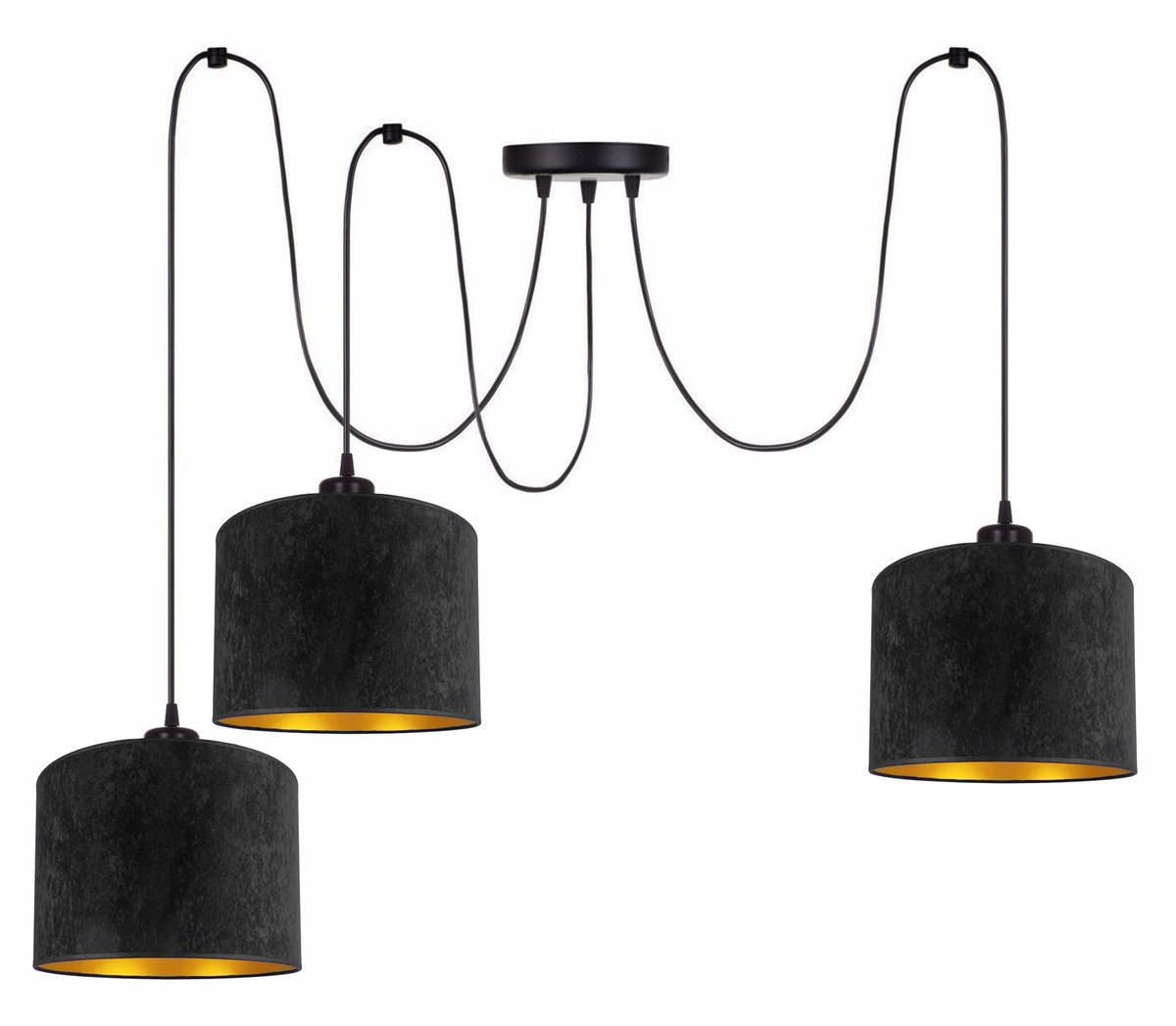 Luxe Velvet Hanglamp Zwart/Goud - E27 - Verstelbaar