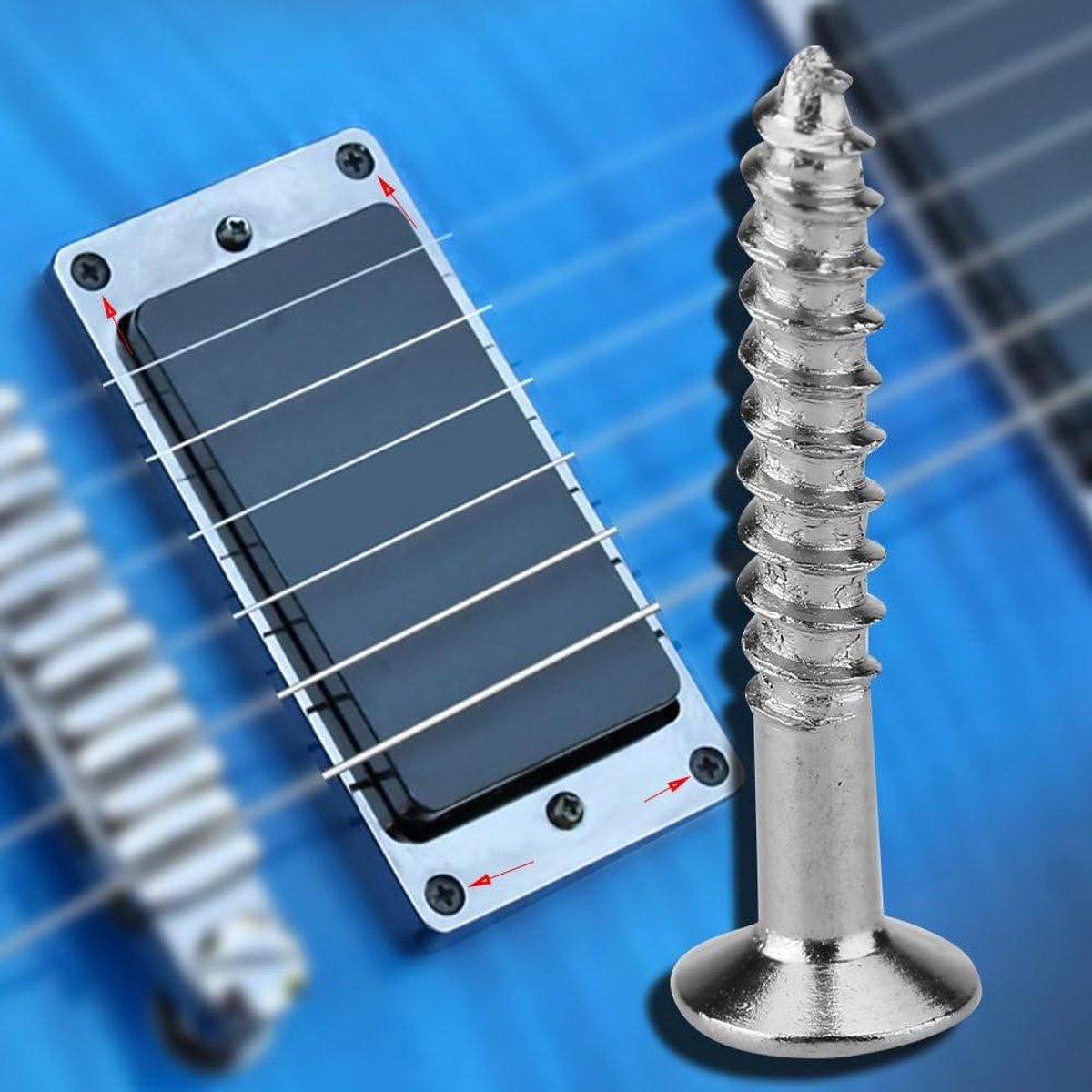 Gitaar Pickup Schroeven - Montage Schroeven - Gitaar Reparatie - Dubbel Spoel Ontwerp - 40 Stuks - Zilver