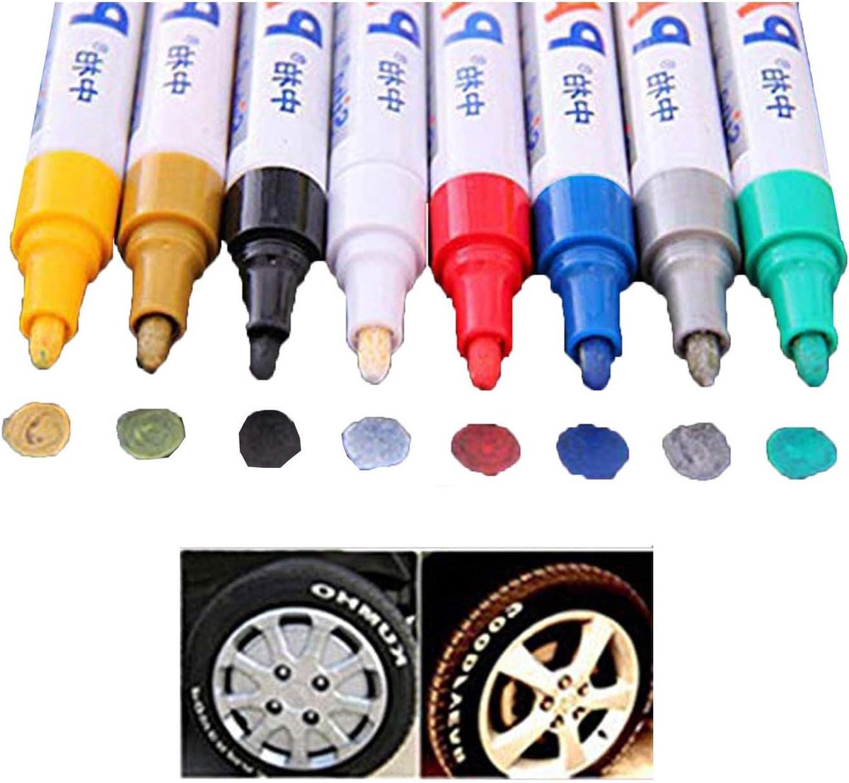 Autobanden Verf Pen - Banden Marker - Banden Personaliseren - Waterproof & Permanent - 143 cm Lengte - Wit