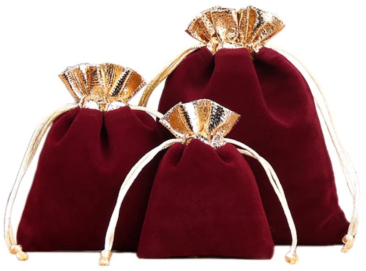 LIVIA HOME- Fluwelen Zakjes 24 Stuks - Sieraden Zakjes - Geschenkzakjes - Kleine Stoffen Zakjes - Trekkoord - 12 x 15 cm - Diverse Kleuren - Sieradenzakjes