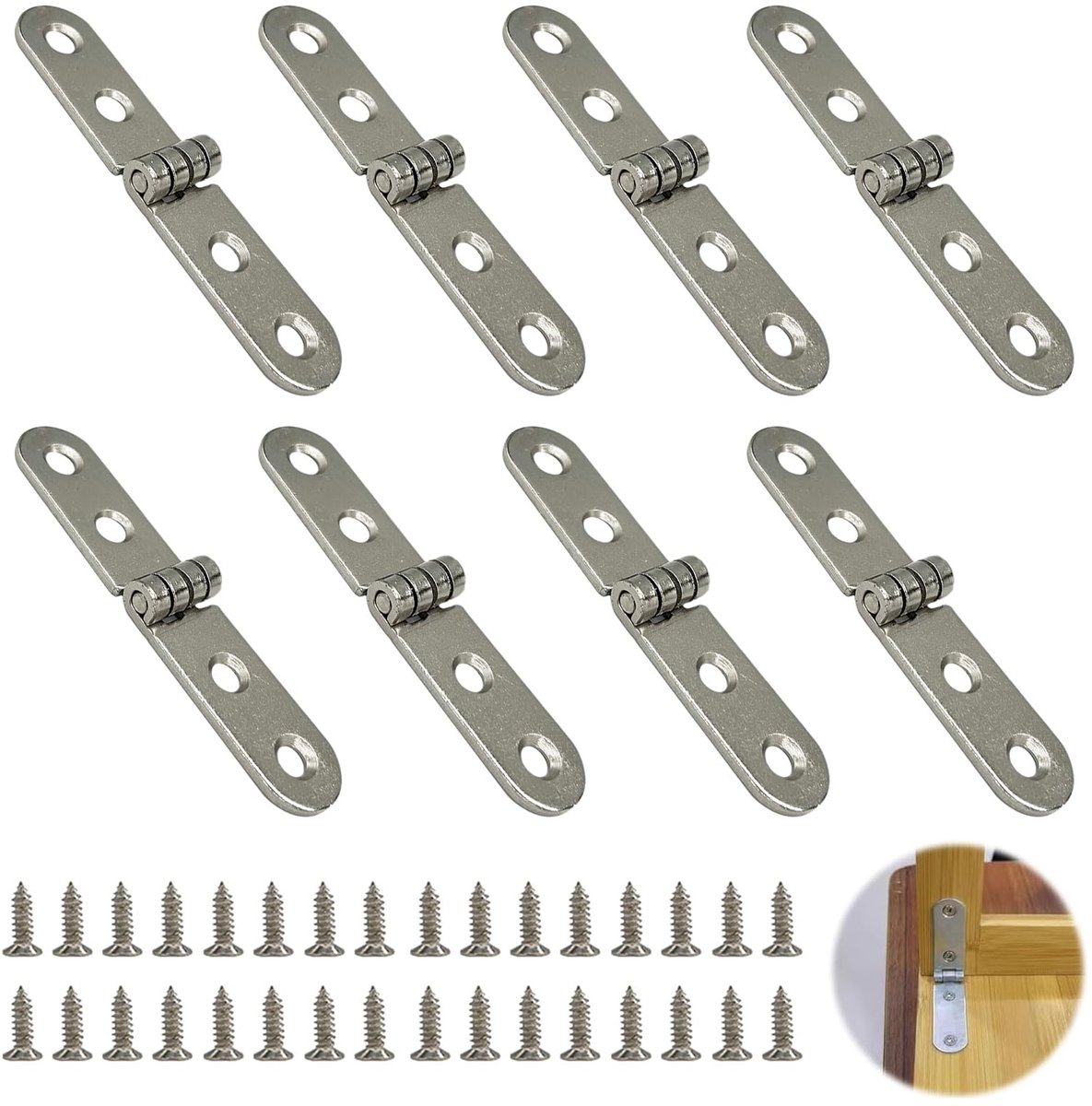 Allecto - Scharnieren 180° - RVS kwaliteit - 8 stuks - ideaal voor vouwtafels - perfect voor meubels - duurzame keuze - geschikt voor diverse toepa...