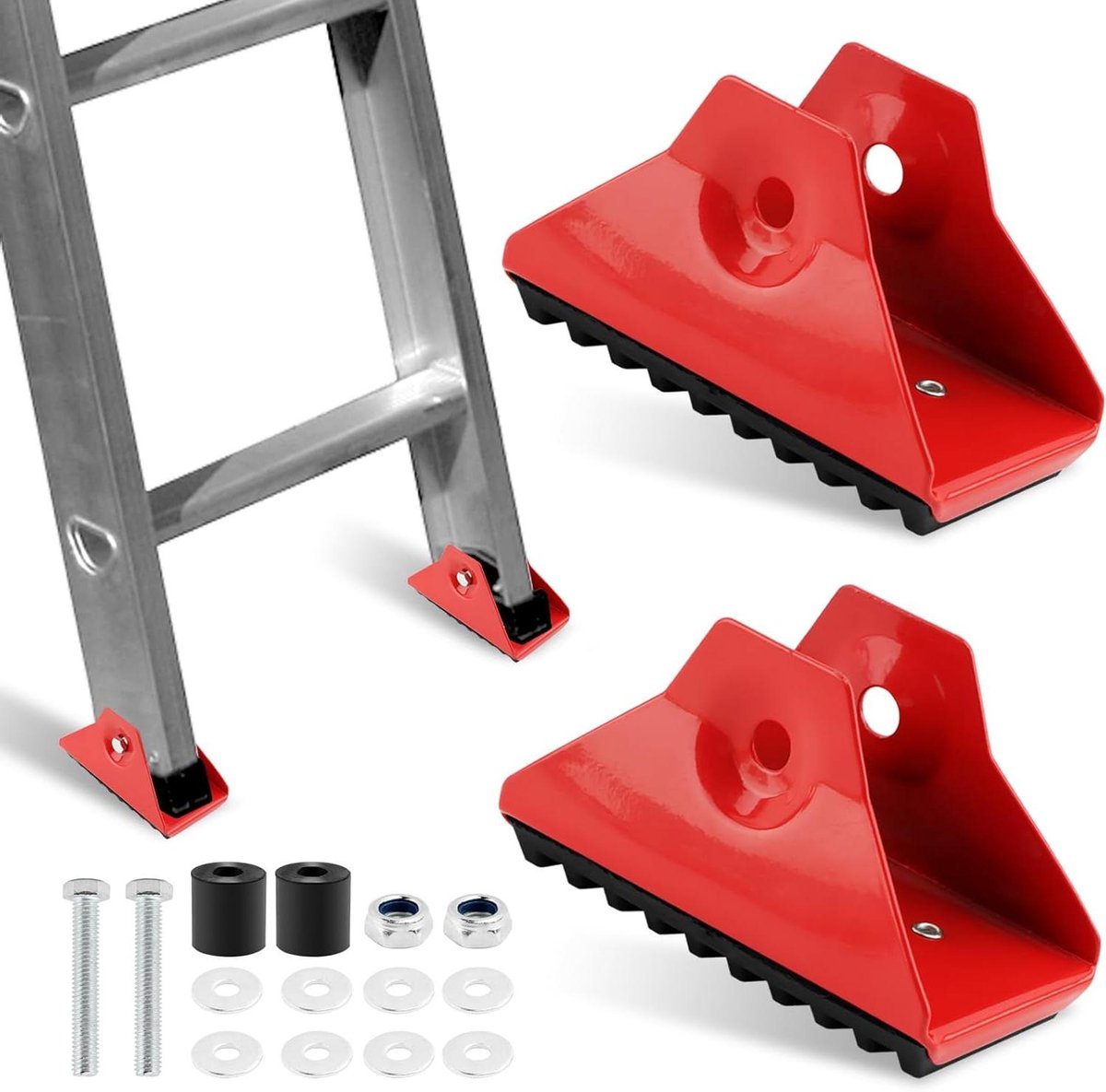 Laddervoet Accessoires - Vervangende Onderdelen - Veilig Klimmen - Antislip Rubber - Set van 2 - Rood