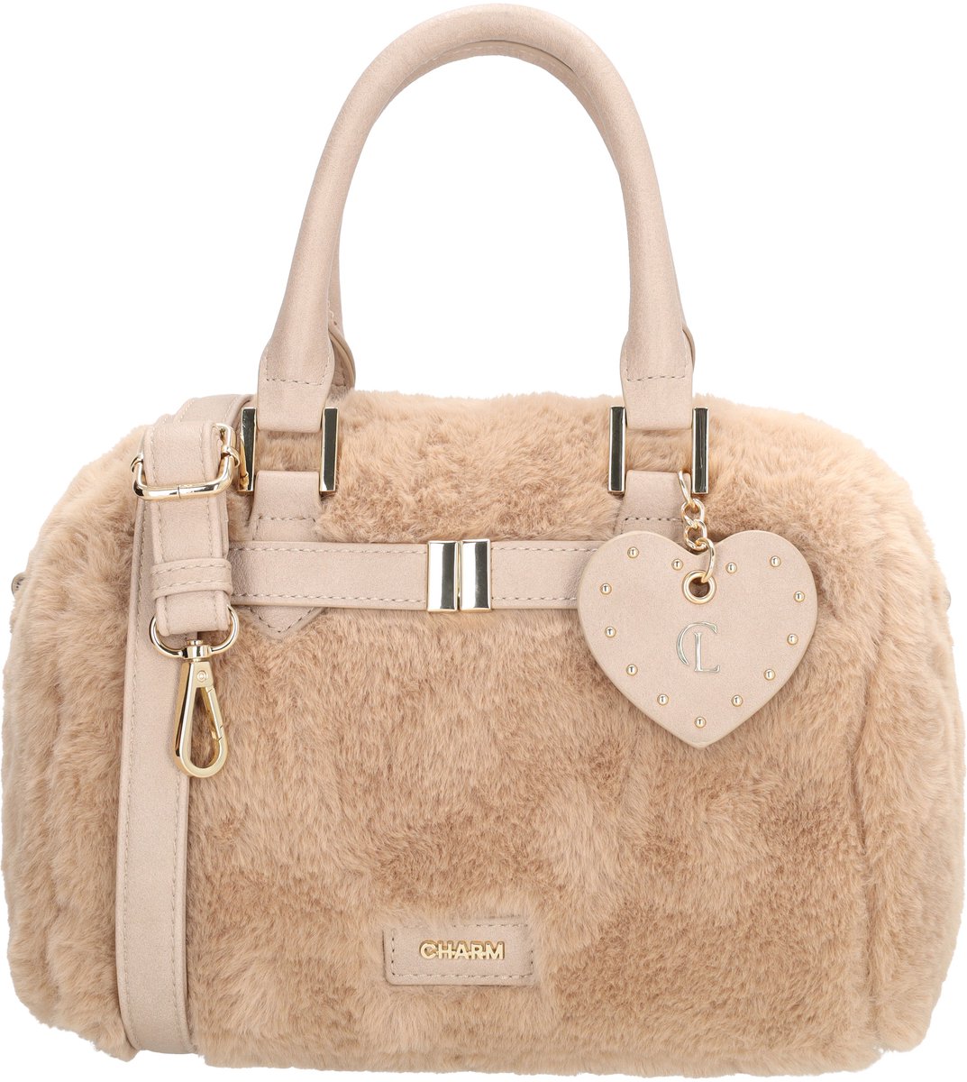 Charm London Stockholm Handtas - Fur - Bont Tas - Schoudertas - Verstelbare Schouderband - Gouden Details - Dames - Crossbody - Lichttaupe