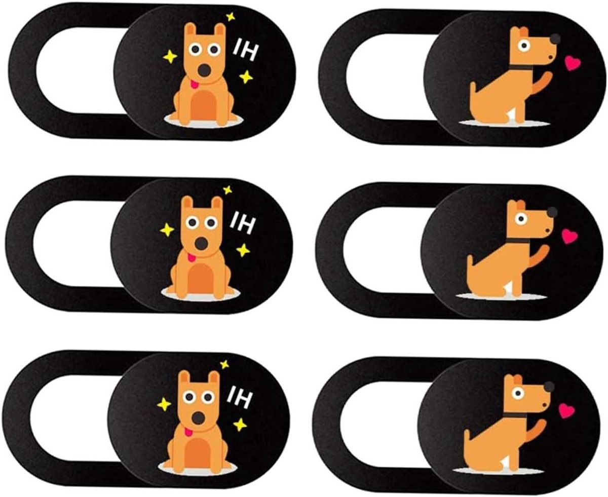 Camerahoesjes - Privacy Covers - Privacy Beschermen - Grappig Hondenpatroon - 12 Stuks - Oranje
