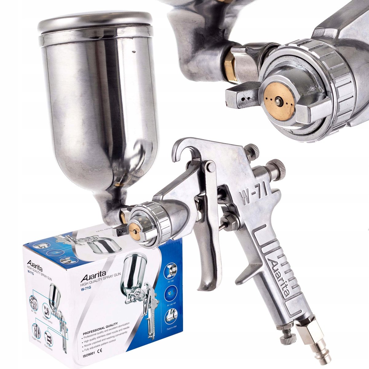 AUARITA W-71G Spuitpistool met Zijtank 1.3mm - Professioneel Lakken