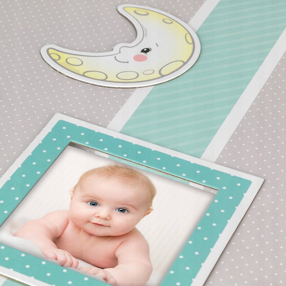 Groen Kinderalbum 24x24 cm met Raam voor Foto op Kaft