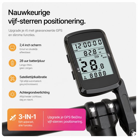BOTC Fietscomputer met GPS - Fiets snelheidsmeter - Kilometerteller met automatische achtergrondverlichting - Waterdicht en lange batterijduur van BOTC — afbeelding 2