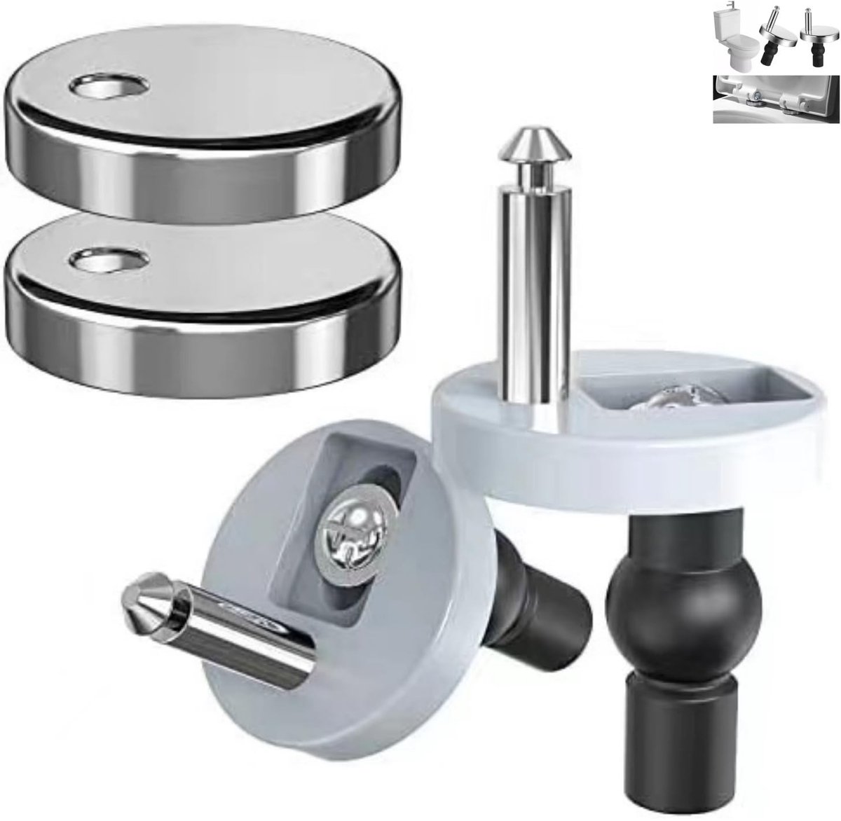Dailygoods- Scharnier voor Toiletdeksel - 2 Stuks Roestvrij Stalen Schroeven - Bevestigingsset - Toiletbril Accessoires - Rubber en Roestvrij Staal 304 - Hoogwaardige Materialen