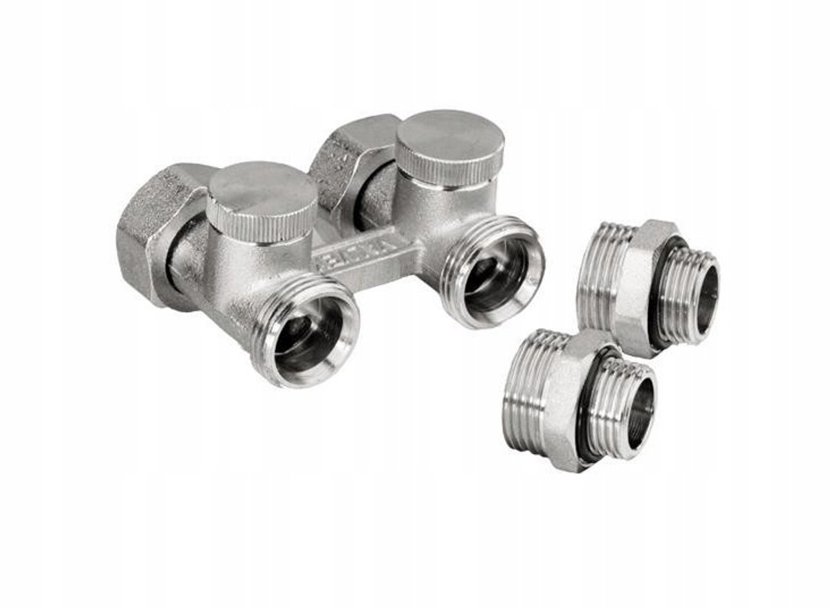 Valvex Fusion Rechte Dubbele Afsluiter G 1/2 / 3/4 Nikkel