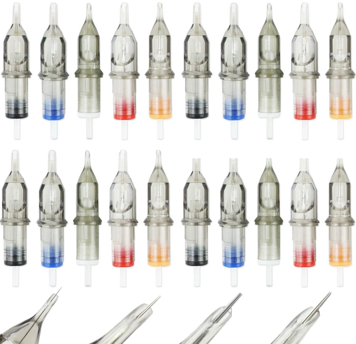 Dailygoods- Tattoo Cartridges 20 Stuks - Wegwerp Naalden - Permanente Make-up - Ronde Liner/Shader - Tattoo Benodigdheden - Compatibel met Machinepennen