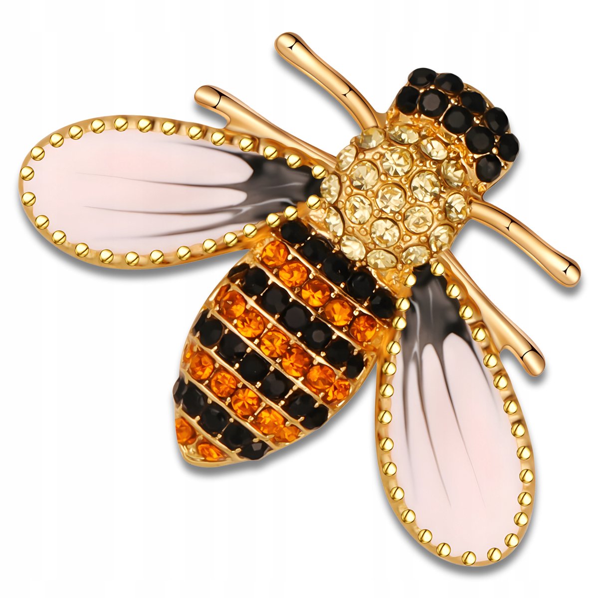 Gouden Bijen Broche met Zirkonia - Elegante Dames Broche