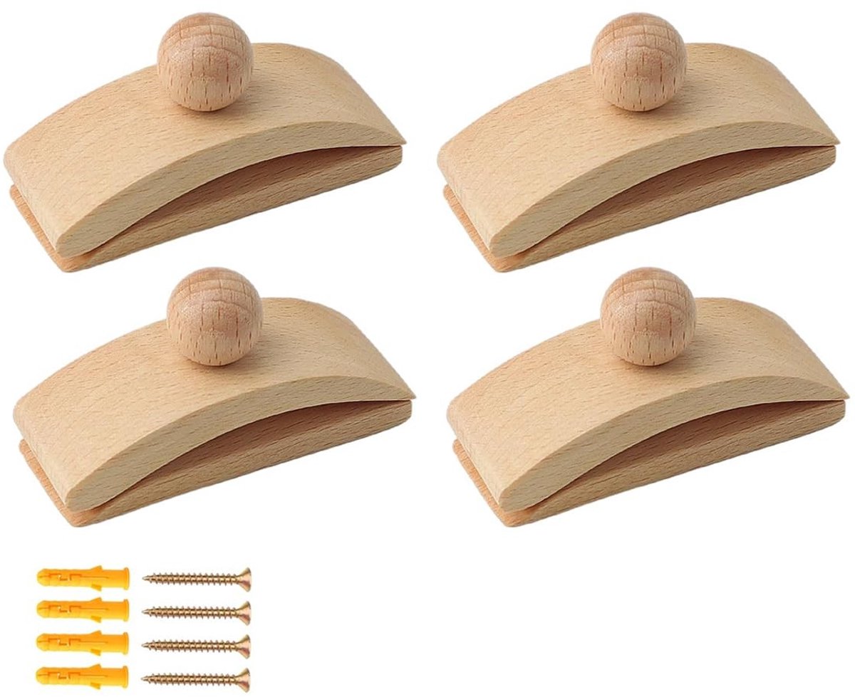 JHUBERS- Wandtapijthouder 4 Stuks - Houten Wandhaken - Zelfklevend - Wandhaken voor Kunst - Wandclips voor Tentoonstelling - Afmetingen 8 x 4,3 x 3 cm
