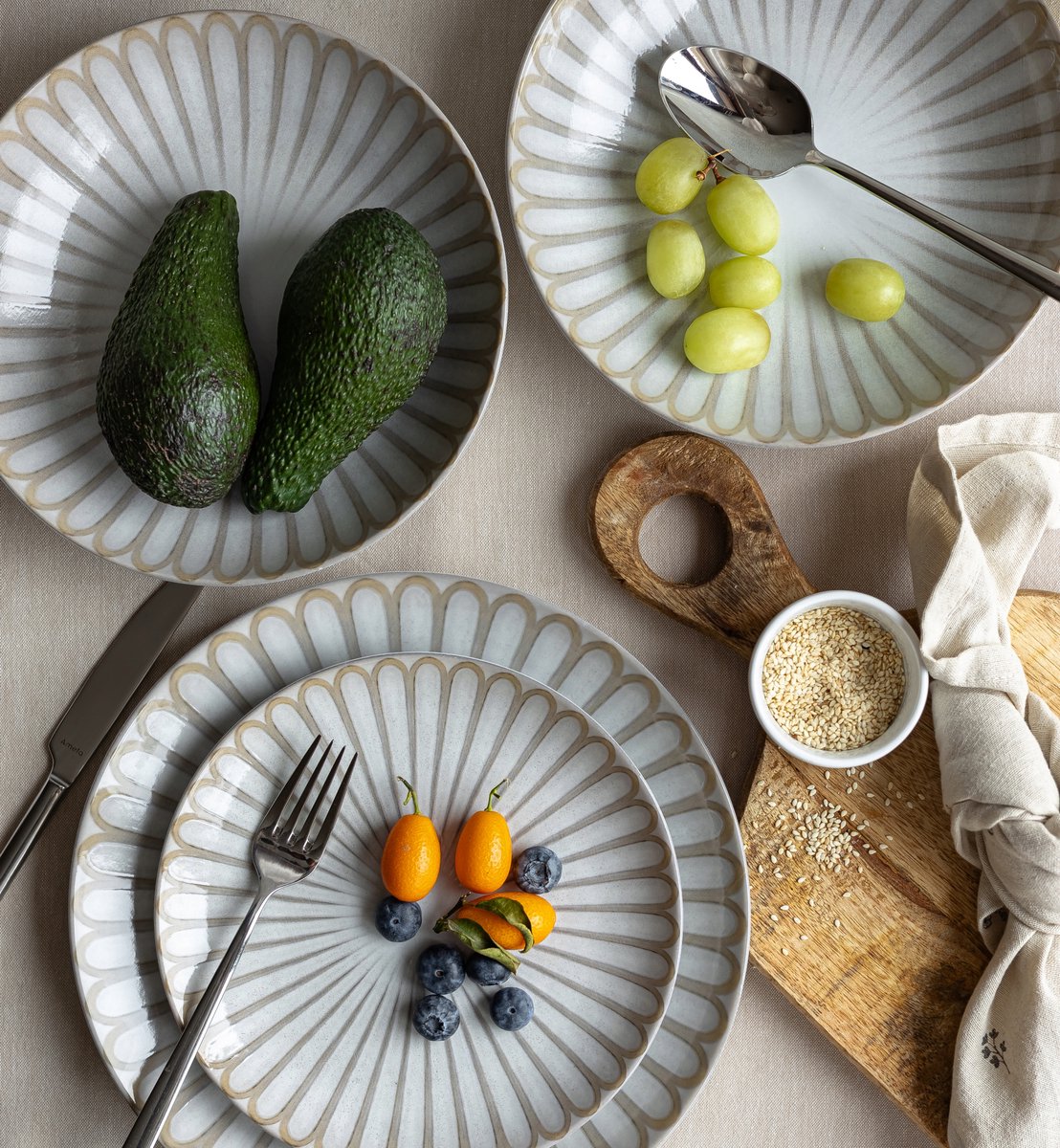 Lubiana Kerajet Servies 36-delig voor 12 personen - Beige/Oranje