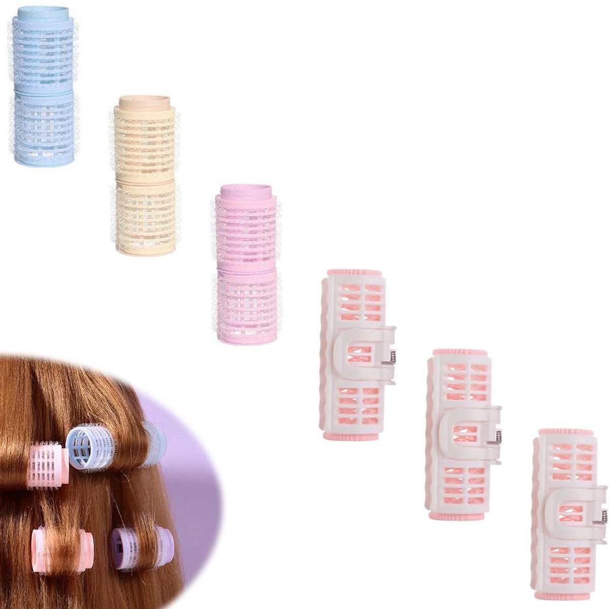 ZEYNOMAX - Krulspelden - Grote krulspelden set - Zelfklevende krulspelden - Onverwarmde krulspelden - Voor haar van verschillende lengtes - Ideaal v...
