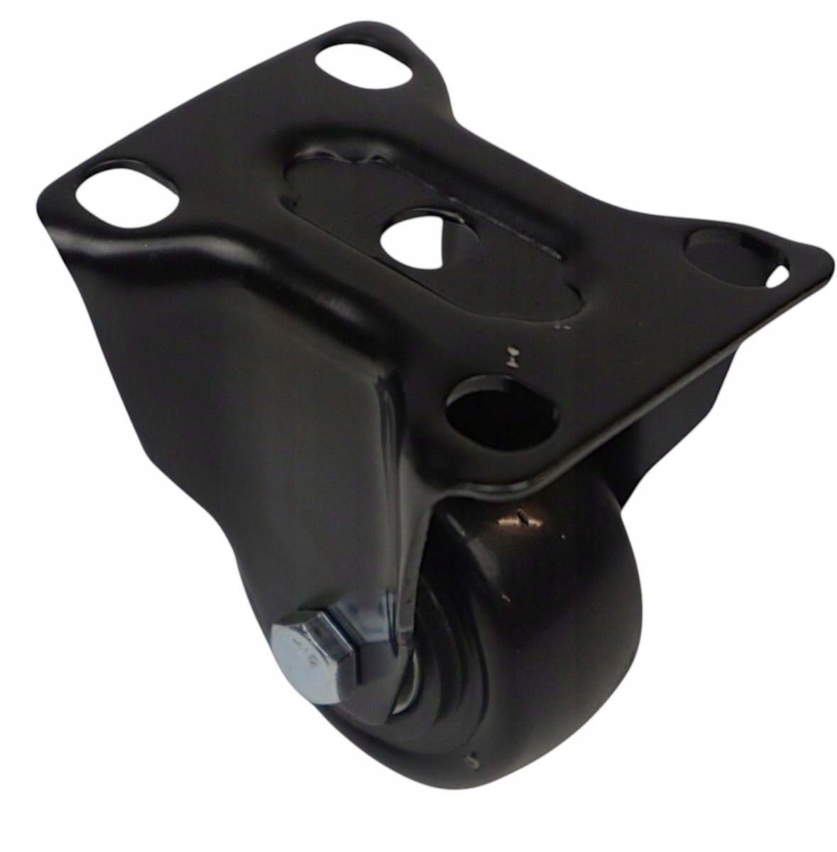 Zwart vast meubelkrukje Ø75 mm, rubber, 63x94 mm montageplaat