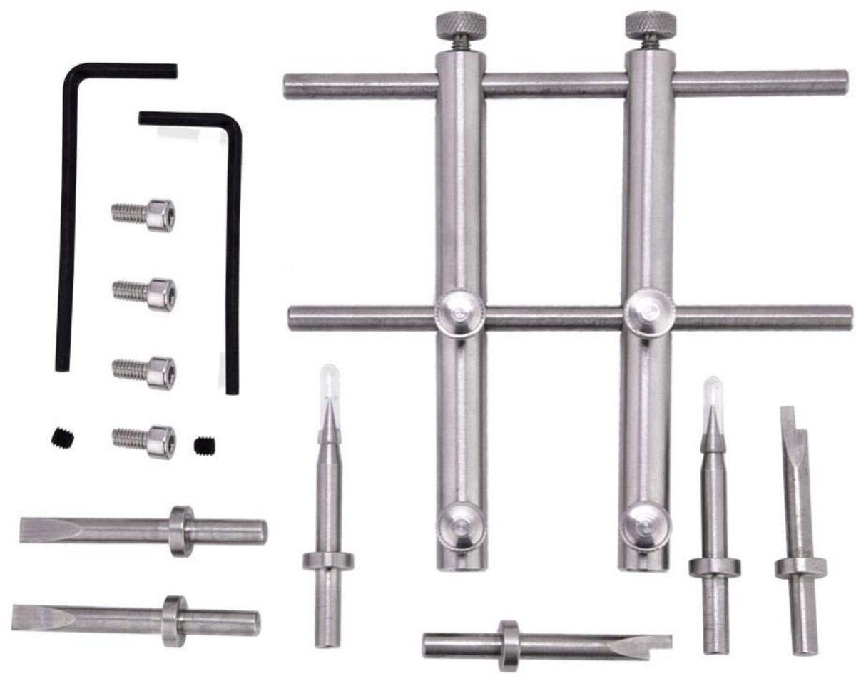 ZEYNOMAX- Lenswrench Professionele RVS - Lensverwijderingsgereedschap - Reparatieset 10-100mm - 6 Assen - 6 Schroeven - 2 Inbussleutels - Lens Tool