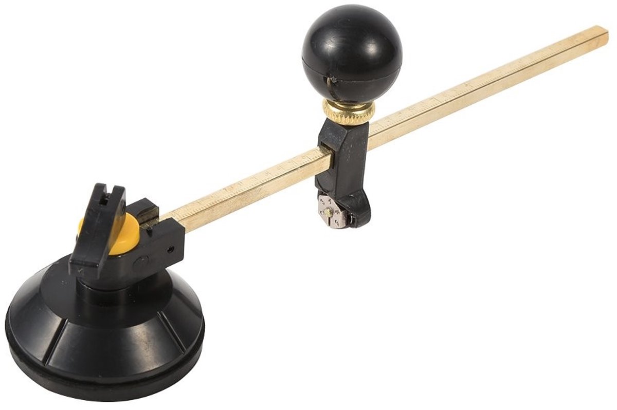 ZEYNOMAX- Glassnijder Professioneel - Ronde Cirkelsnijder - Verstelbare Kompassen - Zuignap 5,5 cm - Totale Lengte 30 cm - Max. Cirkeldiameter 40 cm