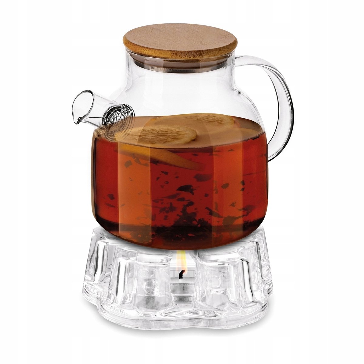 Tadar Nexo Glazen Theepot met Spiralen Filter en Warmer 1,3L