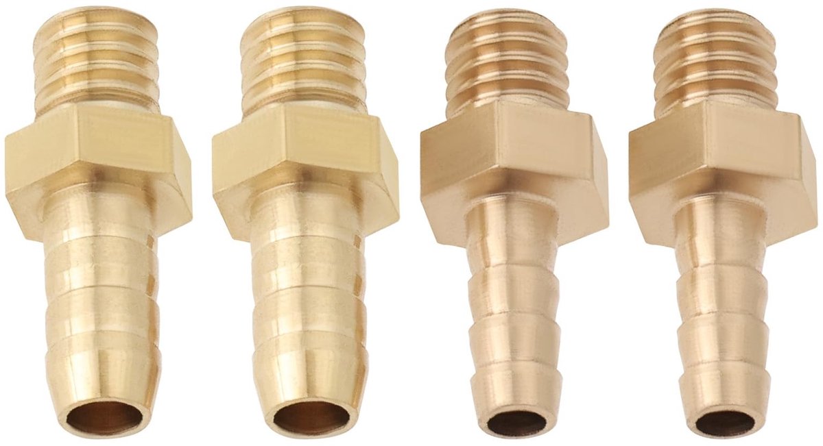 JHUBERS- Slangconnector - 4 Stuks - Messing - M6x1.0-4mm/M6x1.0-5mm - Lekvrij - Duurzaam - Geschikt voor diverse slangen - Slangfitting