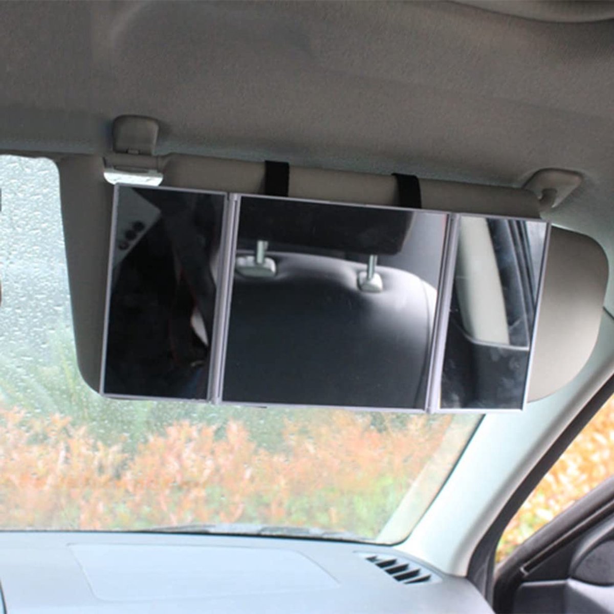 JHUBERS- Make-upspiegel opvouwbaar - ABS glas - 3-weg spiegel - Cosmetisch vizier - Hoogwaardig materiaal - 304 x 141 mm - Autospiegel