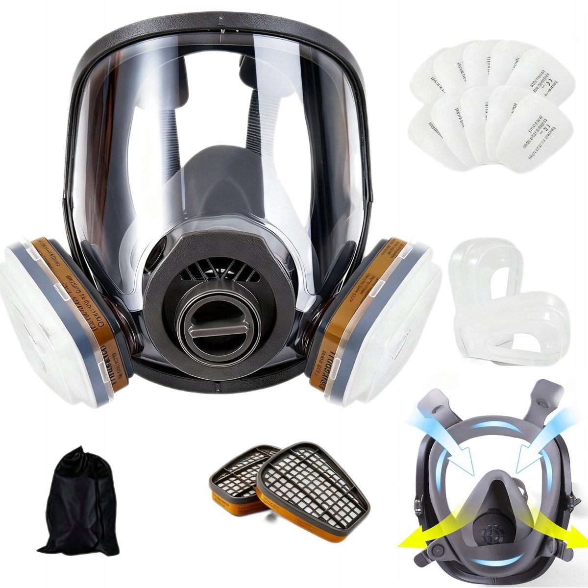 Volledig Gezichtsmasker 6800 met 2x Filters & 10x Katoenfilters