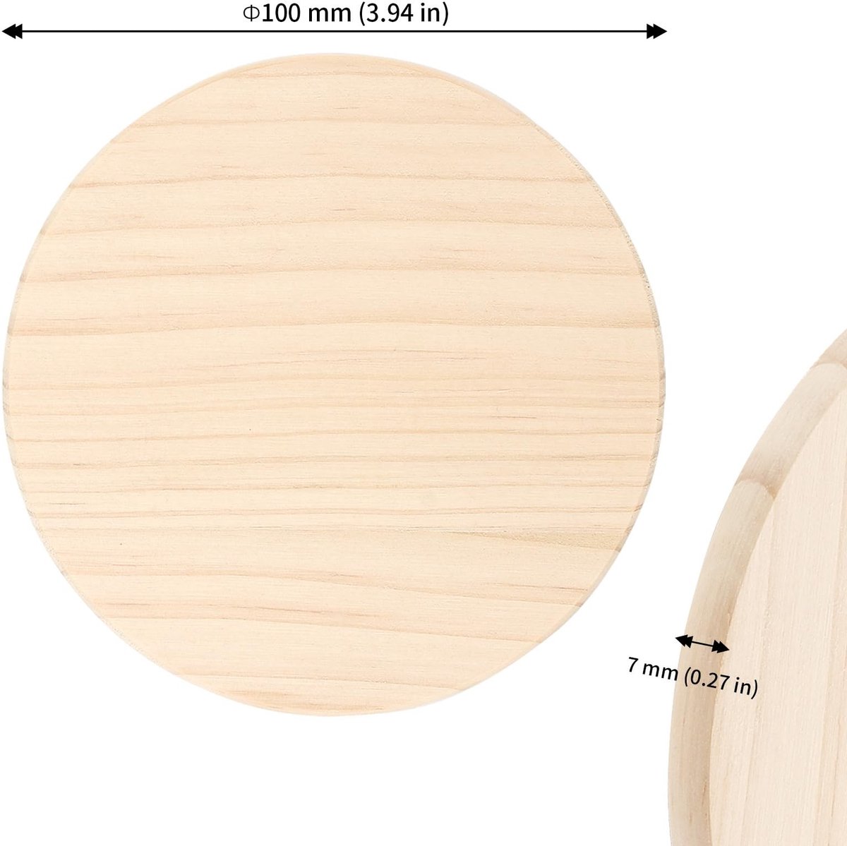 ZEYNOMAX- Onderzetters 20 Stuks - Houten Onderzetters - Ronde Onderzetters - Onderzetters voor Glazen - Onderzetters voor Pannen - Natuurlijke Kleur - 10 cm Diameter - Houten Coasters