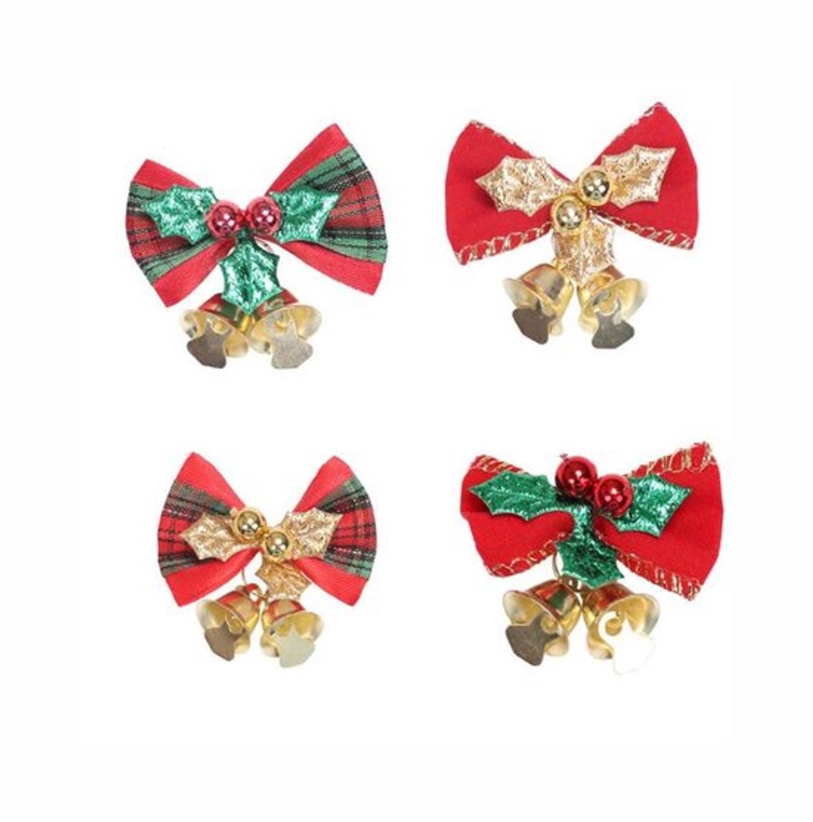 Dailygoody - Boog met Klokken - Mini Strikken voor Kerstboom - 12