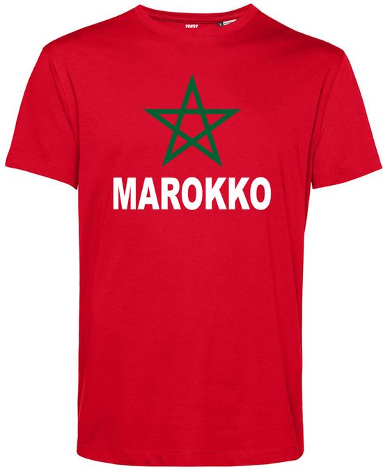T-shirt Ster + Marokko | Marokko shirt | WK 2026 | Marokkaans elftal supporter | Rood | maat M