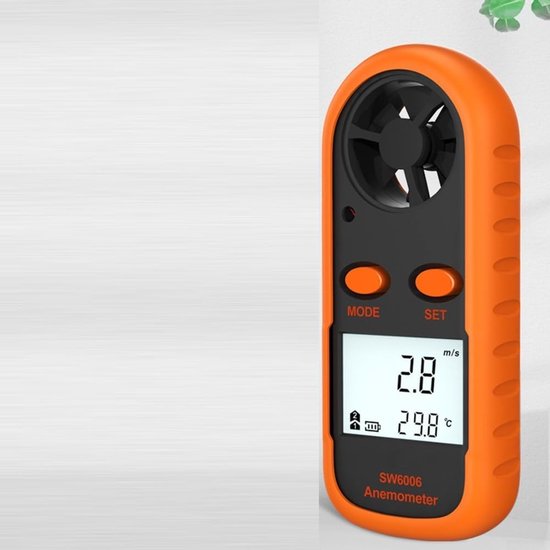 Windsnelheidsmeter - Digitale Anemometer - Weersomstandigheden Meten - Ingebouwde Temperatuurmeter - 108 x 39 x 20 mm - Zwart Oranje — afbeelding 2