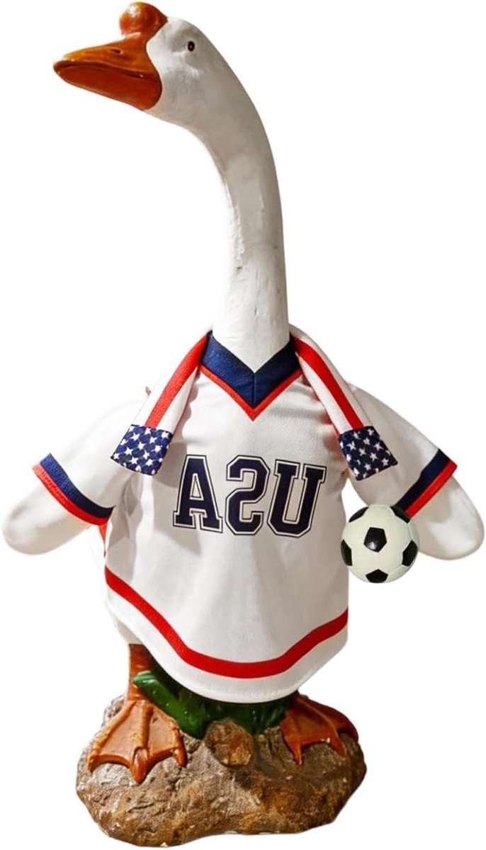 Tuin Gans Outfit - Feestelijke Decoratie - Buiten Versieren - Voetbal Thema - 7x14x7 cm - Style A