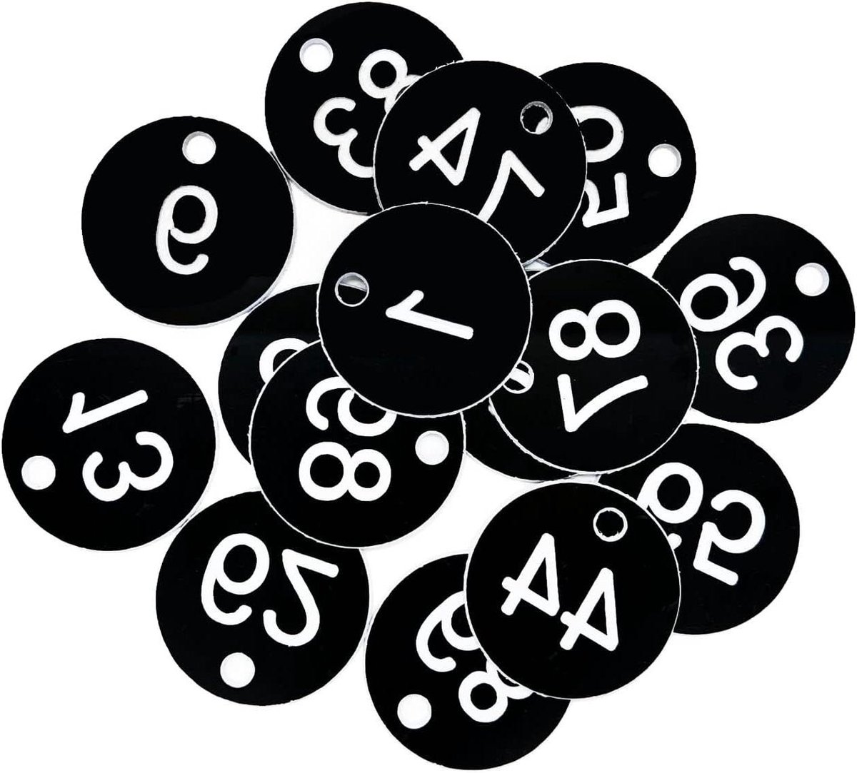 Gegraveerde Nummer Tags - ID Labels - Sleutel Organisatie - Duurzaam ABS Plastic - 50 Stuks - Zwart