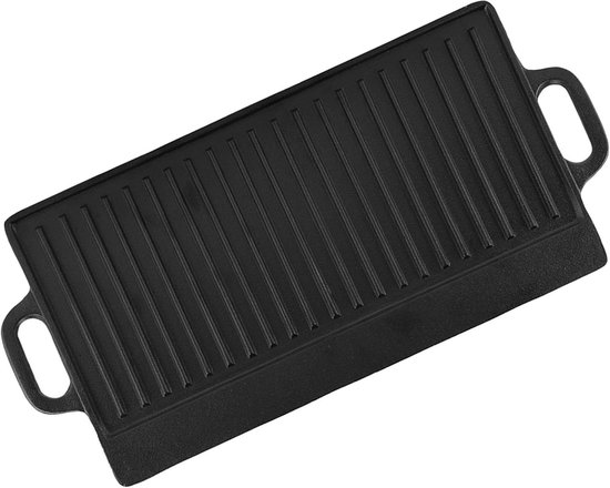 Dubbelzijdige Gietijzeren Pan - Bakplaat Grillplaat - Veelzijdig Koken - Omkeerbaar Ontwerp - Rechthoekig - Zwart — afbeelding 5