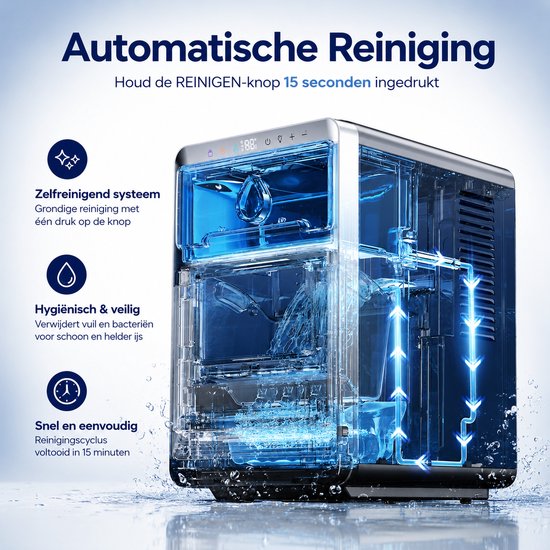 IJsblokjesmachine Zelfreinigend - 2 IJsblokjesformaten 15KG/24U Zwart — afbeelding 2