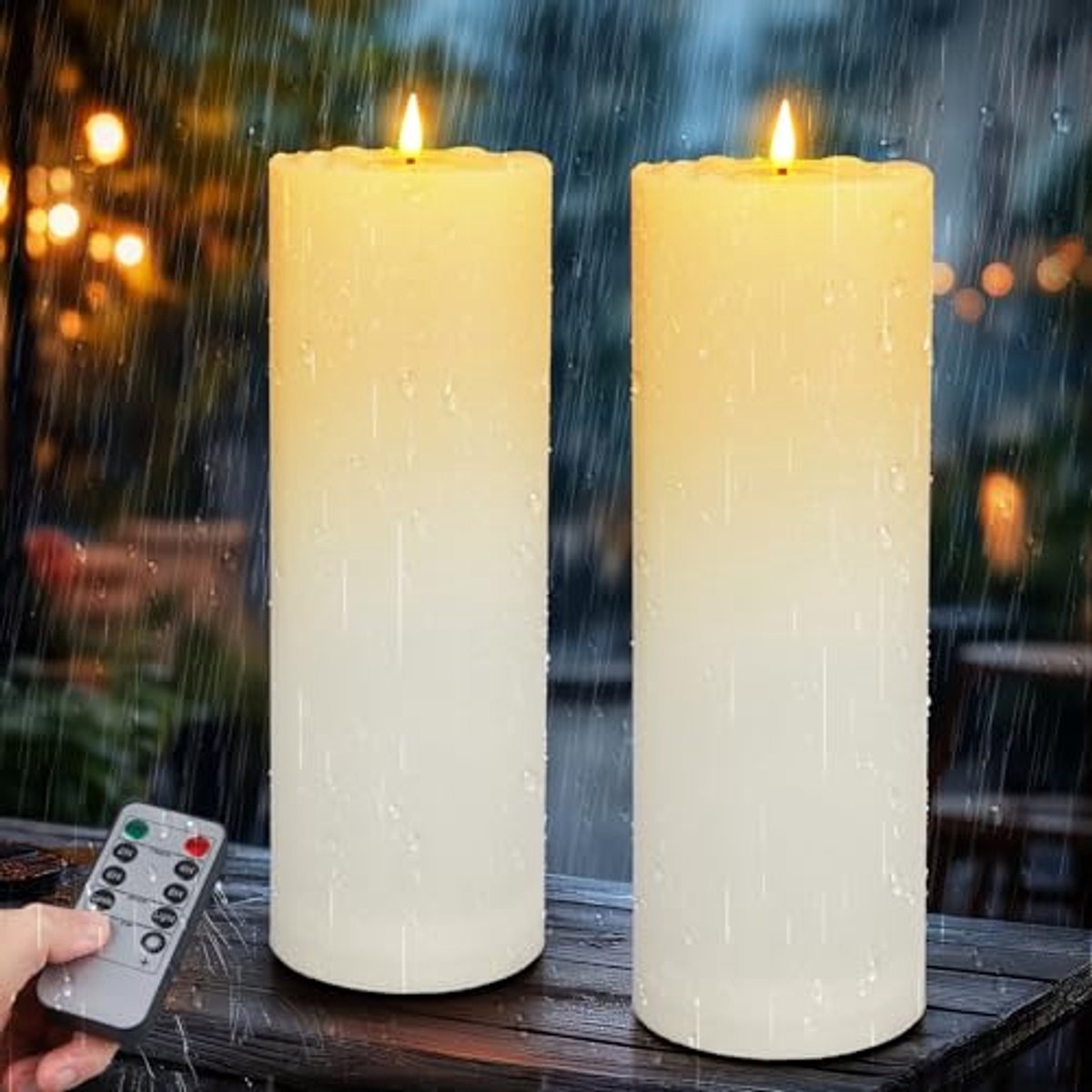 LED Kaarsen - Vlamloze Kaarsen - Buiten Decoratie - Waterdicht Design - 10x30 cm - Wit