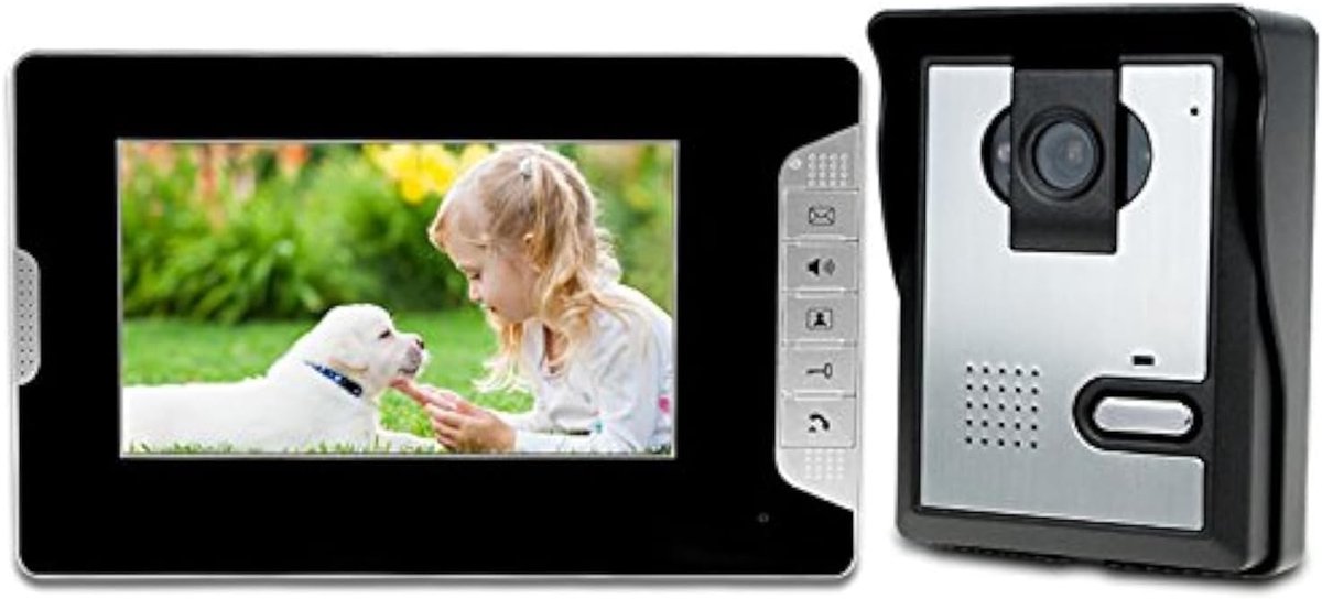 Video Intercom - Deurtelefoon Systeem - Veiligheid Thuis - IR Nachtzicht - 7 Inch Monitor - Zwart