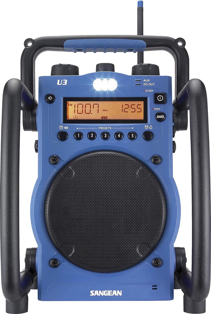 Draagbare Bouwradio - Werkplaatsradio Radio - Muziek op Werk - Spatwaterdicht Stofvrij - 554 cm - Blauw Zwart