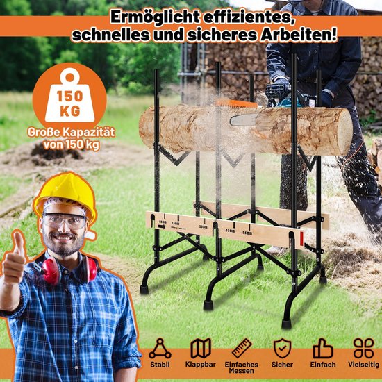 Zaagbok Set - Houtklover Ondersteuning - Efficiënt Hout Zagen - Inklapbaar en Stabiel - 2 Stuks 150 kg - Zilver — afbeelding 5