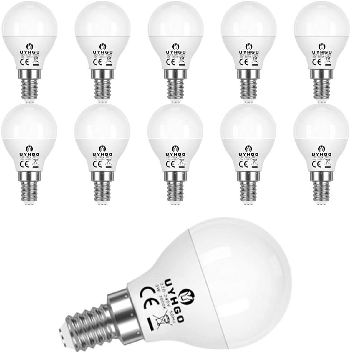 Ledlamp E14 - Kleine golfbal - Sfeer creëren - Energiebesparend 3W - Pak van 10 - Warm wit