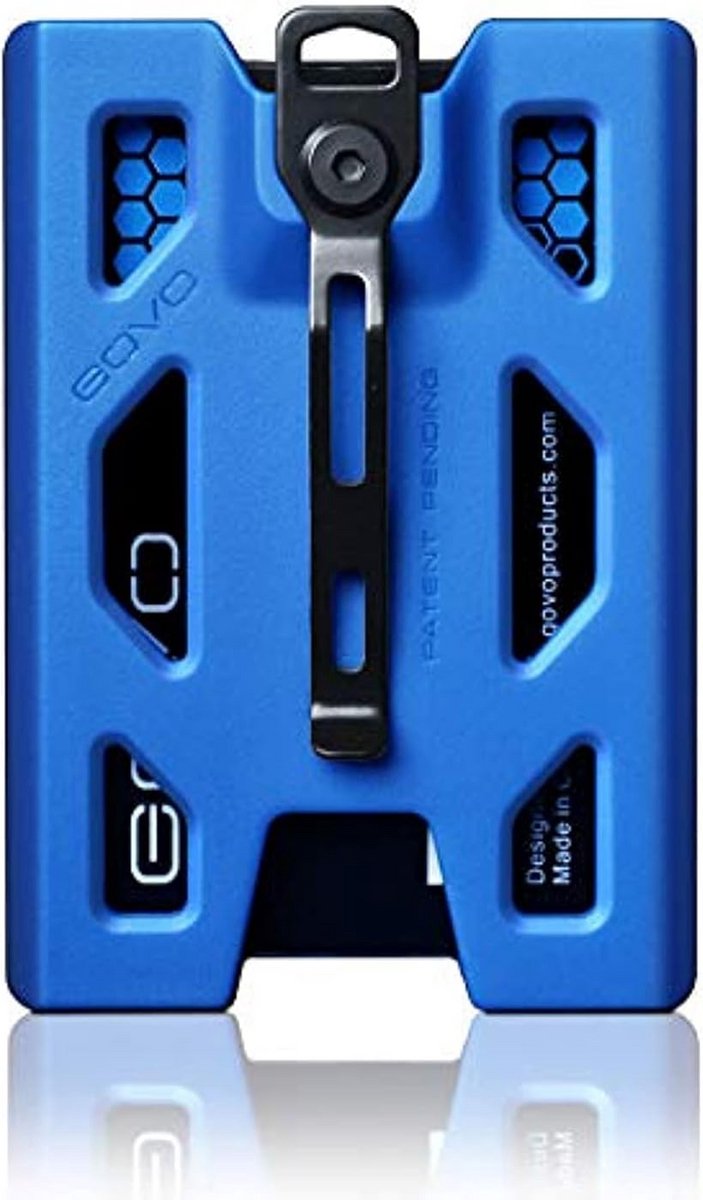 Badgehouder Portemonnee - Kaarthouder Clip - Kaarten Meenemen - Gepatenteerd Veersysteem - 4 Kaarten - Blauw