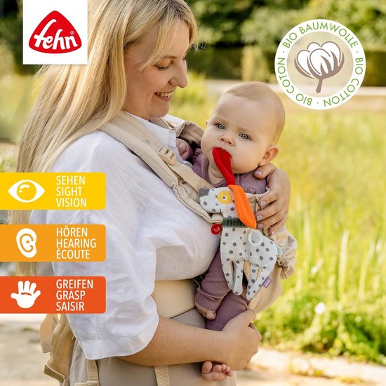 Knisper Hondje - Rammelaar Activiteit - Baby Spelen - Met Dummy Ring - 23 cm - Natuurlijk — afbeelding 4