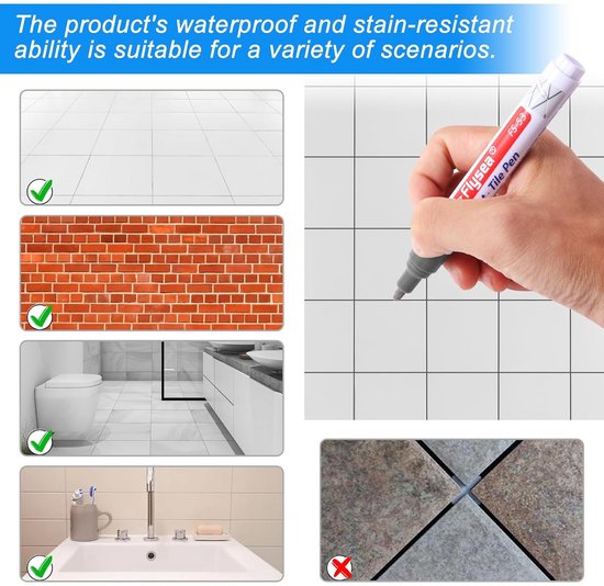 Voegenstift - Reparatiestift Tegels - Voegen Opfrissen - Waterafstotend - 6 Stuks - Lichtgrijs van Voegenstift — afbeelding 4
