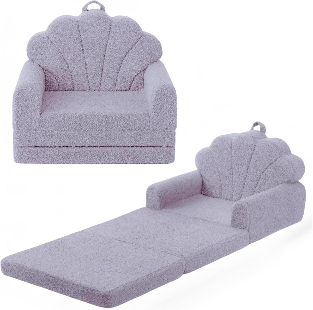 Kinderstoel - Zetel Bed - Ontspannen Spelen - 2-in-1 Design - 43 x 58 x 45 cm - Wit