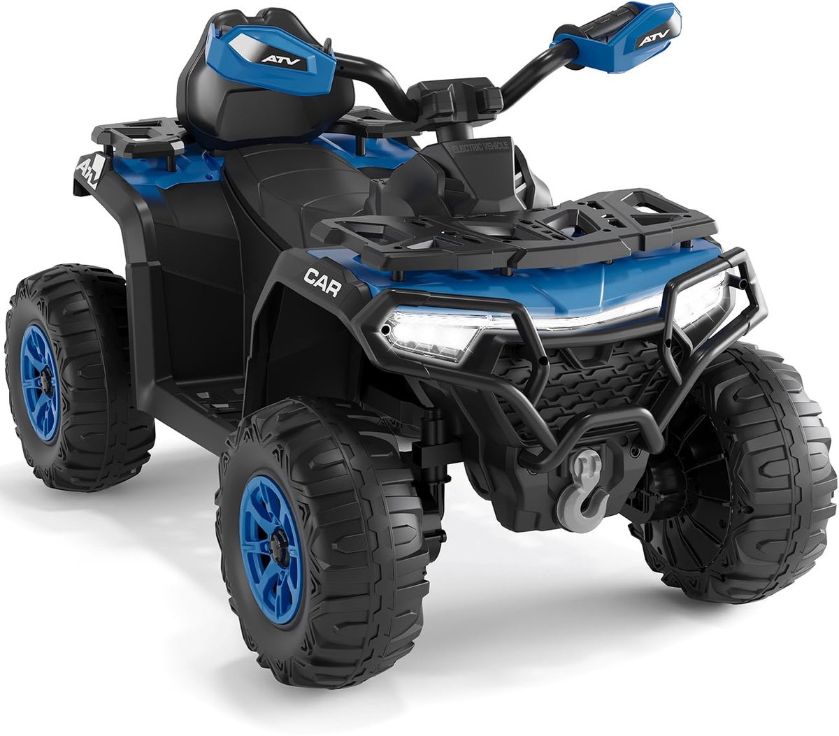 Triumpunpre - Elektrische Kinderquad 12V - Afstandsbediening - 2 Motoren & Vering - LED & Bluetooth (95x56x55 cm) Donkerblauw