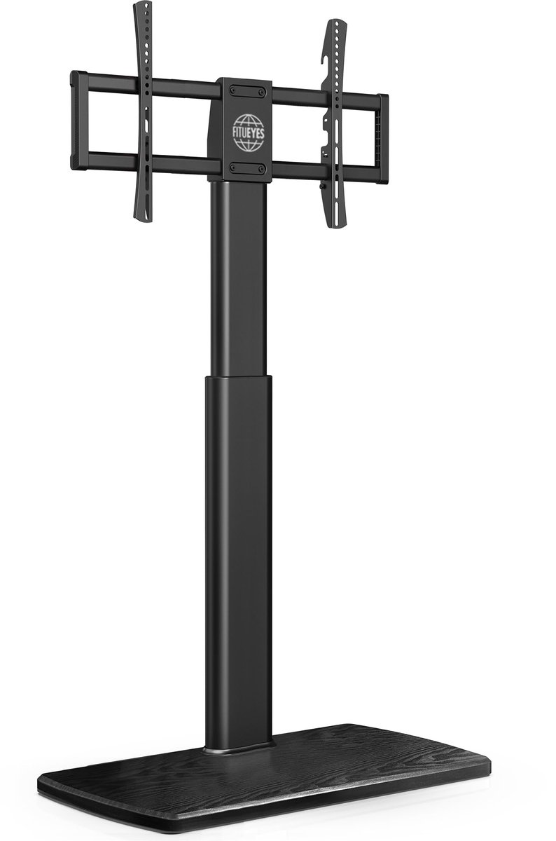 FITUEYES tv-standaard met houten voet, tv-standaard voor tv's van 32 tot 70 inch tot 40 kg, in hoogte verstelbaar en draaibaar, max. VESA 600 × 400 mm, geschikt voor huurwoningen en kantoren