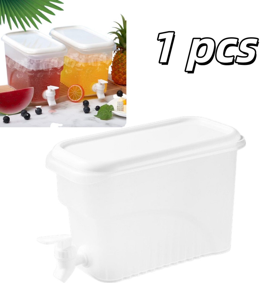 1 stuk - Drankdispenser voor de koelkast - kraanontwerp - waterreservoir - koelcontainer - 26*13,5*16 cm - drankopslag voor thuisfeestjes - transparant