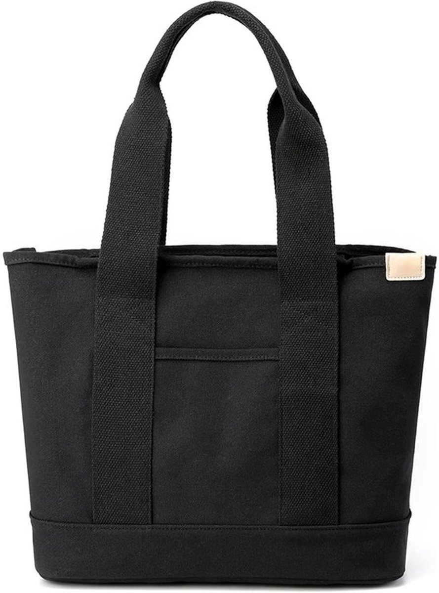 Zwarte Canvas Schoudertas Met Grote Capaciteit | Casual Handtas Voor Dames · Opbergontwerp Met Meerdere Compartimenten · Lichtgewicht, Duurzame Boodschappentas · Dubbel Gebruik Voor Woon-werkverkeer En Reizen