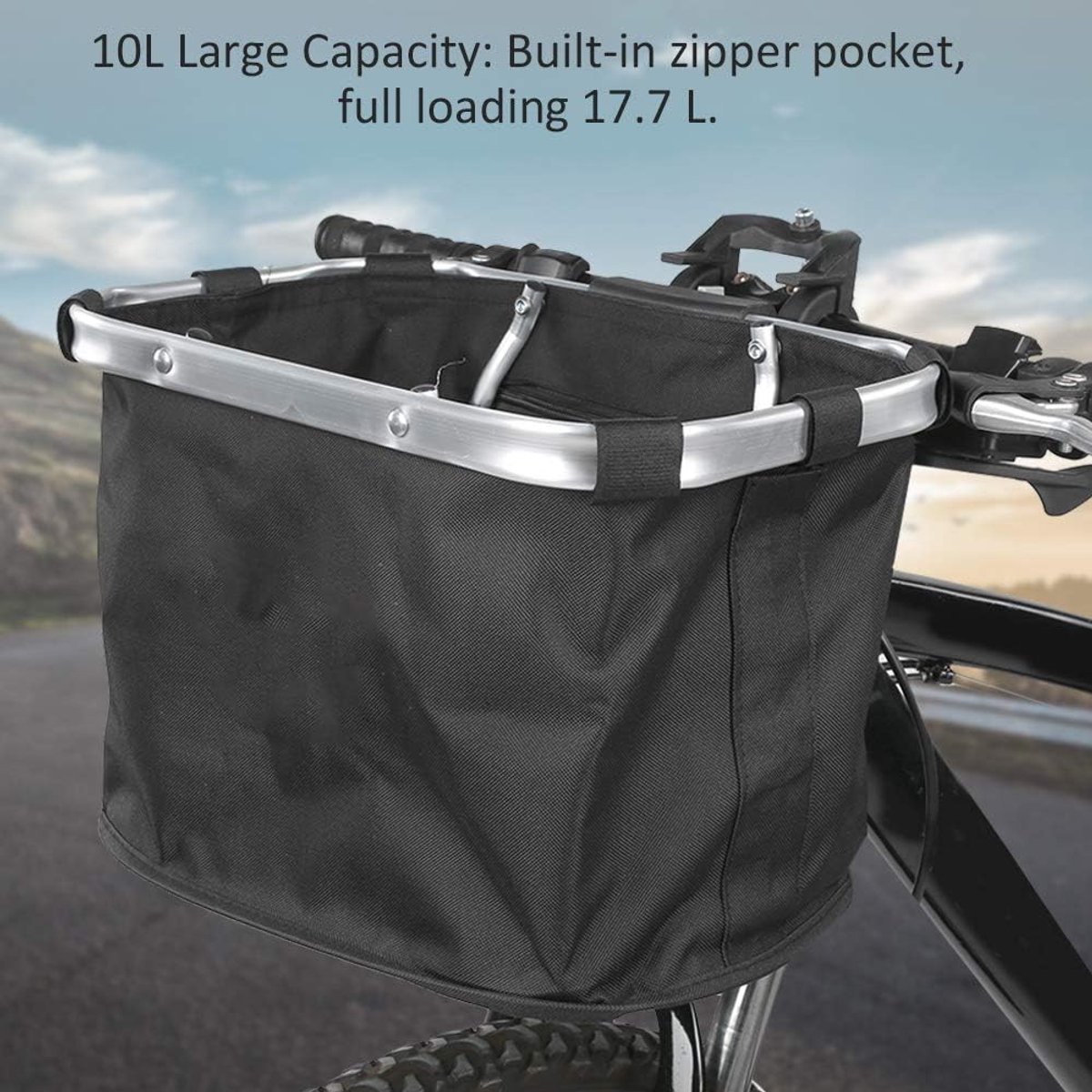 Allecto- Fietsmand - Waterdichte - 5KG Capaciteit - Canvas - Afneembare - Zachte Spons Grip - Fietsen Draagtassen - Mount Front Bagage Tas - Geschikt voor Fietsen - Zwart
