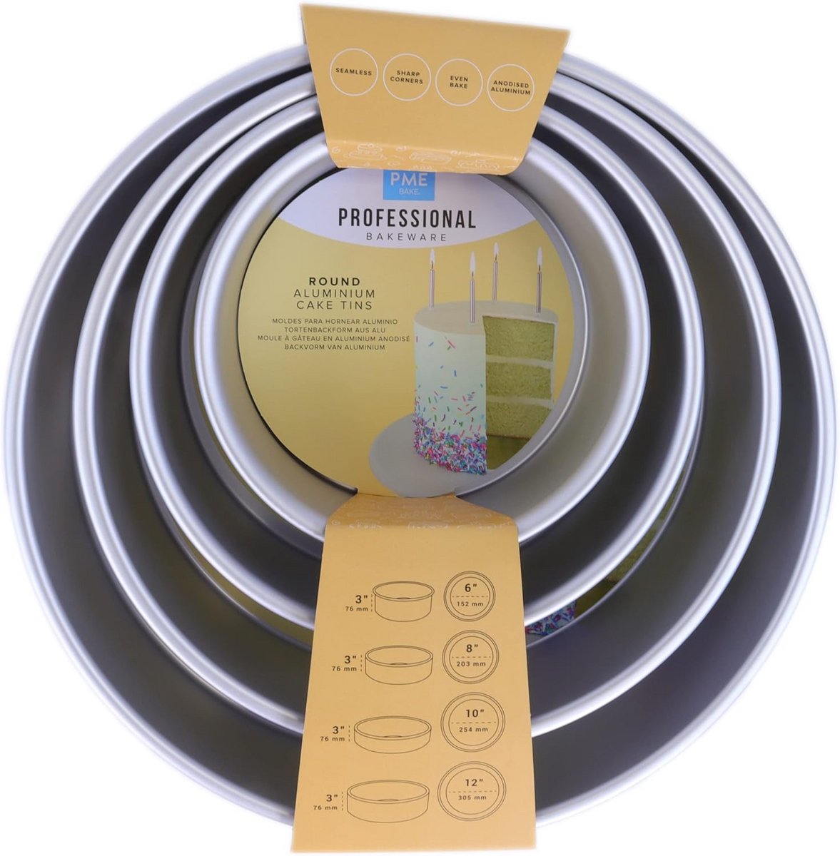 Ronde cakevormen set - Bakblikken - Cakes bakken - Gelijkmatige warmteverdeling - 4 stuks 3 inch diep - Zilver